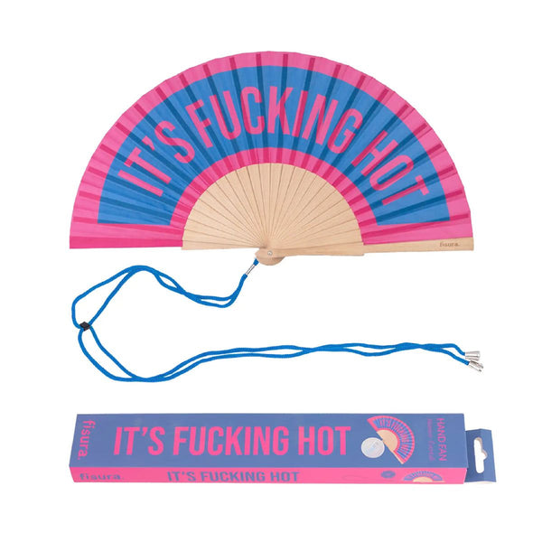 Abanico "It´s Fucking Hot" Azul y Rosa