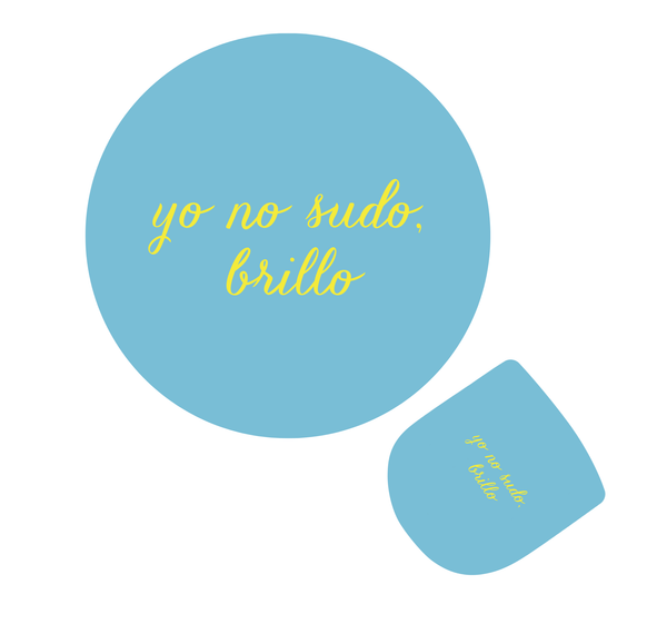Abanico Plegable "Yo no sudo, brillo" Azul
