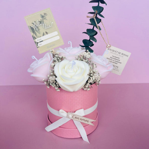 Bouquet Rosas en Caja Rosada